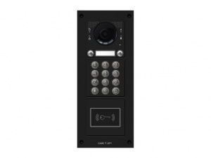 MKITVX1-32KRV Вызывная вандалозащитная видеопанель MTM VR c 2 двумя кнопками, кодонаборной клавиатурой и считывателем, 3 модуля, цвет темно-серый