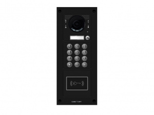 MKITVIP-31KRV Вызывная вандалозащитная IP-видеопанель MTM с 1 кнопкой, кодонаборной клавиатурой и считывателем 3 модуля, цвет темно-серый